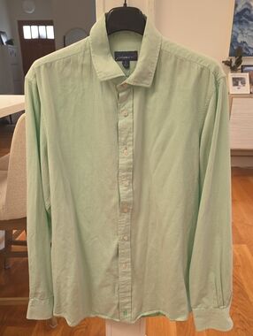 johnnie-O Men's Mint Green Long-Sleeve Casual Cotton Button-Down Shirt (L)